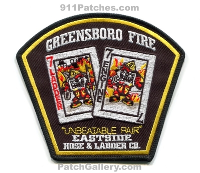 Greensboro Fire Department Station 7 Patch (North Carolina)
Scan By: PatchGallery.com
[b]Patch Made By: 911Patches.com[/b]
Keywords: dept. engine ladder company co. eastside hose & and ladder co. unbeatable pair taz warner bros. looney tunes