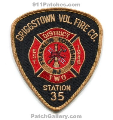 Griggstown Volunteer Fire Company District 2 Station 35 Patch (New Jersey)
Scan By: PatchGallery.com
Keywords: vol. co. dist. two department dept. franklin township twp. est 1946
