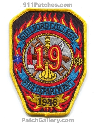 Guilford College Fire Department 19 Patch (North Carolina)
Scan By: PatchGallery.com
Keywords: dept. 1946
