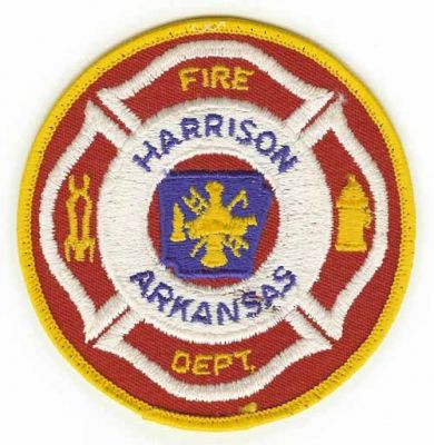 Harrison Fire Dept
Thanks to PaulsFirePatches.com for this scan.
Keywords: arkansas department