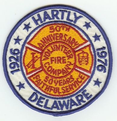 Hartly Volunteer Fire Company
Thanks to PaulsFirePatches.com for this scan.
Keywords: delaware 50th anniversary