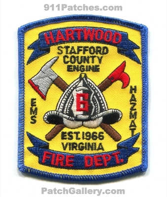 Hartwood Fire Department Company 6 Stafford County Patch (Virginia)
Scan By: PatchGallery.com
Keywords: dept. engine ems hazmat haz-mat est. 1966 co. station