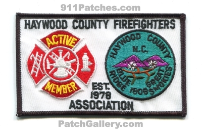 Haywood County Firefighters Association Active Member Patch (North Carolina)
Scan By: PatchGallery.com
Keywords: co. ffs assoc. assn. est. 1978