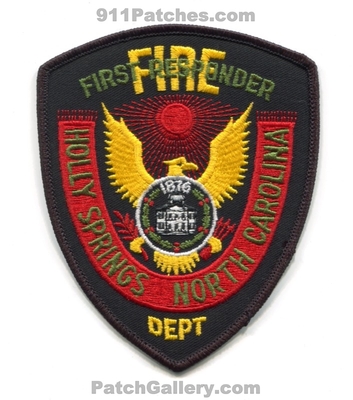 Holly Springs Fire Department First Responder Patch (North Carolina)
Scan By: PatchGallery.com
Keywords: dept. 1st ems 1876