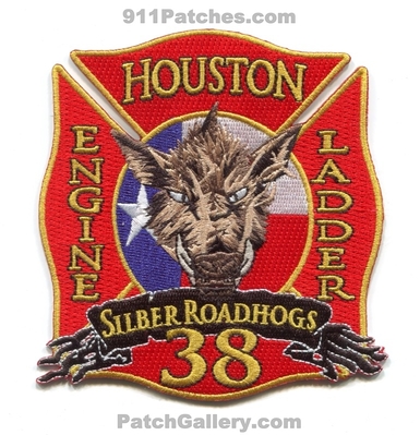 Houston Fire Department Station 38 Patch (Texas)
Scan By: PatchGallery.com
[b]Patch Made By: 911Patches.com[/b]
Keywords: dept. hfd engine ladder company co. silber roadhogs