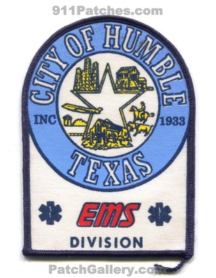 Humble Emergency Medical Services EMS Division Patch (Texas)
Scan By: PatchGallery.com
Keywords: city of ambulance emt paramedic inc 1933