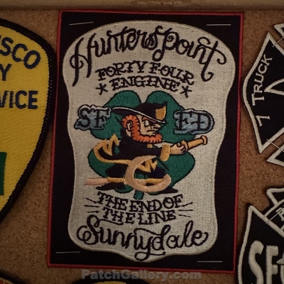 San Francisco Fire Department Station 44 Patch (California)
Picture By: PatchGallery.com
Thanks to Jeremiah Herderich
Keywords: dept. sffd hunters point sunnydale forty four engine