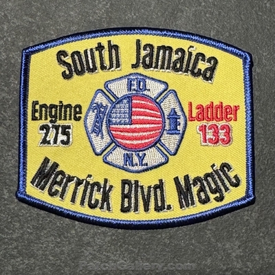 New York City Fire Department FDNY Engine 275 Ladder 133 Patch (New York)
Picture By: PatchGallery.com
Thanks to Jeremiah Herderich
Keywords: south Jamaica Derrick blvd. magic