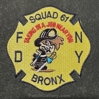 New York City Fire Department FDNY Squad 61 Patch (New York)
Picture By: PatchGallery.com
Thanks to Jeremiah Herderich
Keywords: of dept. company co. station bronx taking in a job near you
