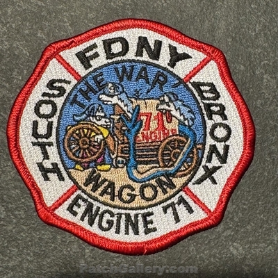 New York City Fire Department FDNY Engine 71 Patch (New York)
Picture By: PatchGallery.com
Thanks to Jeremiah Herderich
Keywords: of dept. company co. station the war wagon
