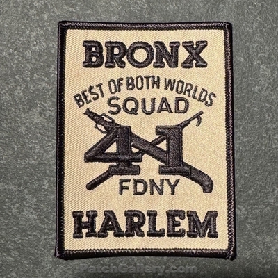 New York City Fire Department FDNY Squad 41 Patch (New York)
Picture By: PatchGallery.com
Thanks to Jeremiah Herderich
Keywords: of dept. company co. station bronx harlem the best of both worlds
