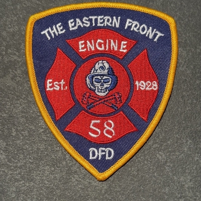 Detroit Fire Department Engine 58 Patch (Michigan)
Picture: PatchGallery.com
Thanks to Jeremiah Herderich
Keywords: dept. dfd the eastern front est. 1928