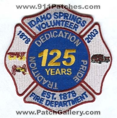Idaho Springs Volunteer Fire Department 125 Years Patch (Colorado)
[b]Scan From: Our Collection[/b]
Keywords: colorado