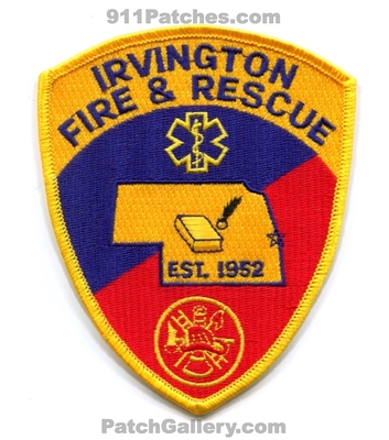 Irvington Fire Rescue Department Patch (Nebraska)
Scan By: PatchGallery.com
Keywords: and & dept. est. 1952