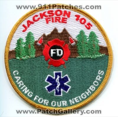 Jackson 105 Fire Department Patch (Colorado)
[b]Scan From: Our Collection[/b]
Keywords: dept. fd caring for our neighbors