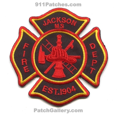 Jackson Fire Department Patch (Mississippi)
Scan By: PatchGallery.com
Keywords: dept. ms est. 1904