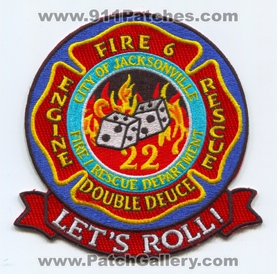 Jacksonville Fire and Rescue Department Station 22 Patch (Florida)
Scan By: PatchGallery.com
Keywords: City of Dept. JFRD J.F.R.D. Company Co. Engine Patches Let&#039;s Roll Double Deuce