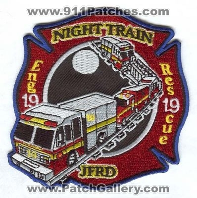 Jacksonville Fire and Rescue Department Station 19 Patch (Florida)
Scan By: PatchGallery.com
Keywords: jfrd & dept. company co. engine rescue night train