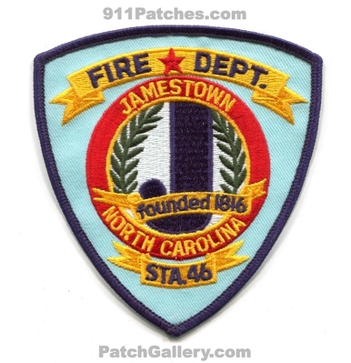 Jamestown Fire Department Station 46 Patch (North Carolina)
Scan By: PatchGallery.com
Keywords: dept. sta. founded 1816