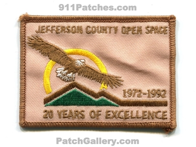 Jefferson County Open Space Parks Ranger 20 Years Patch (Colorado)
Scan By: PatchGallery.com
Keywords: co. police sheriffs of excellence 1972-1992