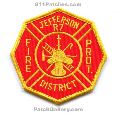 Jefferson R-7 Fire Protection District Patch (Missouri)
Scan By: PatchGallery.com
Keywords: prot. dist. department dept. r7