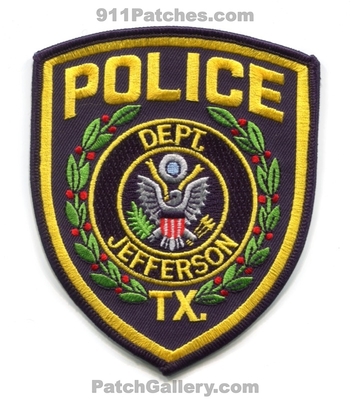 Jefferson Police Department Patch (Texas)
Scan By: PatchGallery.com
Keywords: dept.