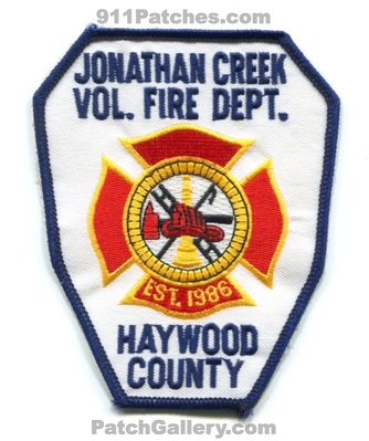 Jonathan Creek Volunteer Fire Department Haywood County Patch (North Carolina)
Scan By: PatchGallery.com
Keywords: vol. dept. co. est. 1986