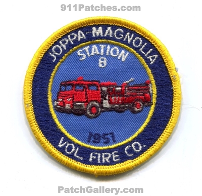 Joppa Magnolia Volunteer Fire Company Station 8 Patch (Maryland)
Scan By: PatchGallery.com
Keywords: vol. co. department dept. 1951