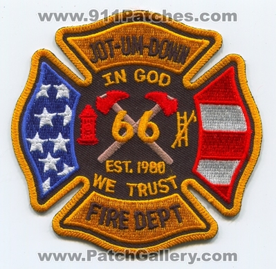 Jot-Um-Down Fire Department Patch (North Carolina)
Scan By: PatchGallery.com
Keywords: jot um down dept. in God we trust