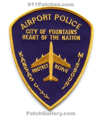 Kansas City Airport Police Department Patch (Missouri)
Scan By: PatchGallery.com
Keywords: dept. city of fountains heart the nation protect serve
