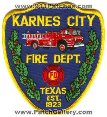 Karnes City Fire Dept Patch (Texas)
[b]Scan From: Our Collection[/b]
Keywords: department