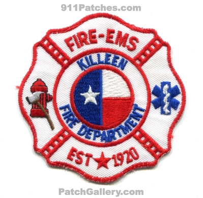 Killeen Fire Department Patch (Texas)
Scan By: PatchGallery.com
Keywords: dept. ems est 1920