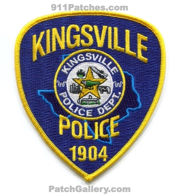 Kingsville Police Department Patch (Texas)
Scan By: PatchGallery.com
Keywords: dept. 1904