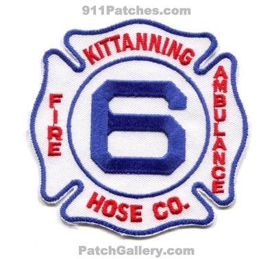 Kittanning Hose Company 6 Fire Ambulance Department Patch (Pennsylvania)
Scan By: PatchGallery.com
Keywords: co. station dept.