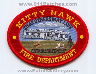 Kitty Hawk Fire Department Patch (North Carolina)
Scan By: PatchGallery.com
Keywords: dept. That Others May Live - Established 1997 - Orville and Wilbur Wright Brothers First Flight - Airplane