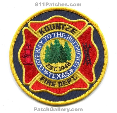 Kountze Fire Department Patch (Texas)
Scan By: PatchGallery.com
Keywords: dept. gateway to the big thicket est. 1948
