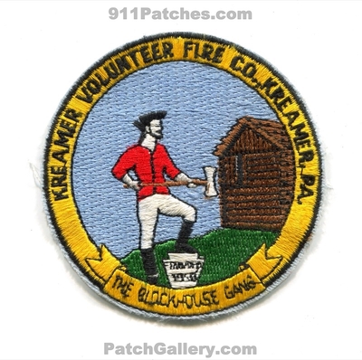 Kreamer Volunteer Fire Company Patch (Pennsylvania)
Scan By: PatchGallery.com
Keywords: vol. co. department dept. the blockhouse gang