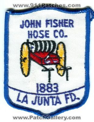 La Junta Fire Department John Fisher Hose Company Patch (Colorado)
[b]Scan From: Our Collection[/b]
Keywords: f.d. fd dept. co.