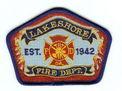 Lakeshore Fire Dept
Thanks to PaulsFirePatches.com for this scan.
Keywords: california department