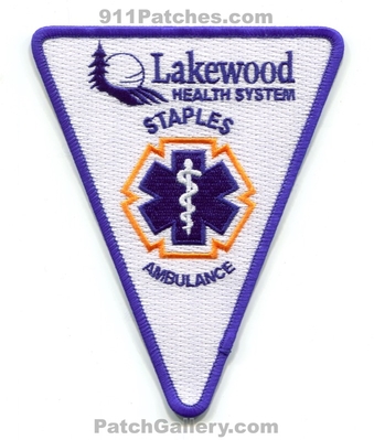 Lakewood Health System Staples Ambulance EMS Patch (Minnesota)
Scan By: PatchGallery.com
[b]Patch Made By: 911Patches.com[/b]
Keywords: e.m.s. emt paramedic hospital