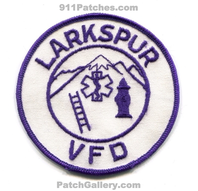Larkspur Volunteer Fire Department Patch (Colorado)
[b]Scan From: Our Collection[/b]
Keywords: vol. dept. vfd