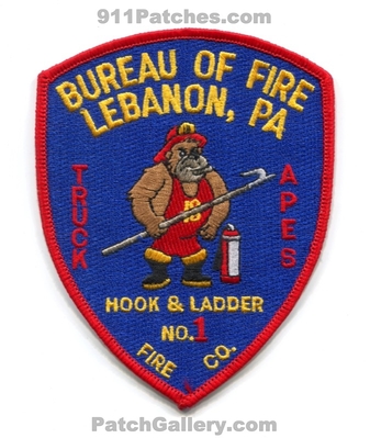 Lebanon Bureau of Fire Company Hook and Ladder Number 1 Patch (Pennsylvania)
Scan By: PatchGallery.com
Keywords: co. no. #1 department dept. station truck apes