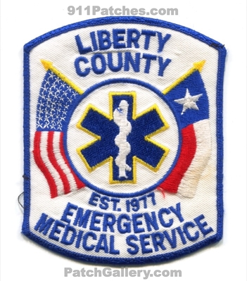 Liberty County Emergency Medical Services EMS Patch (Texas)
Scan By: PatchGallery.com
Keywords: co. ambulance emt paramedic est. 1977