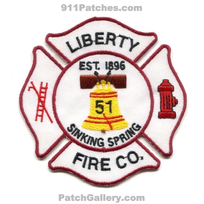 Liberty Fire Company 51 Sinking Spring Patch (Pennsylvania)
Scan By: PatchGallery.com
Keywords: co. department dept. est. 1896