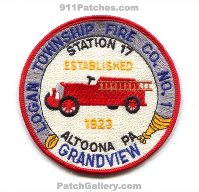 Logan Township Fire Company Number 1 Station 17 Grandview Altoona Patch (Pennsylvania)
Scan By: PatchGallery.com
Keywords: twp. co. no. #1 department dept. established 1923