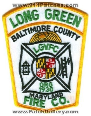 Long Green Fire Company Patch (Maryland)
[b]Scan From: Our Collection[/b]
County: Baltimore
Keywords: volunteer lgvfc