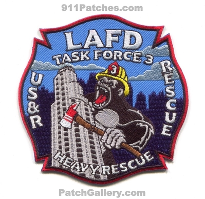 Los Angeles City Fire Department USAR Task Force 3 Patch (California)
[b]Scan From: Our Collection[/b]
Keywords: dept. lafd heavy rescue us&r