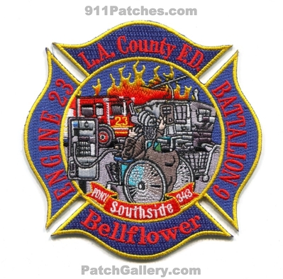 Los Angeles County Fire Department Engine 23 Battalion 9 Bellflower Patch (California)
Scan By: PatchGallery.com
Keywords: lacofd l.a.co.fd. dept. chief company station southside fdny 343