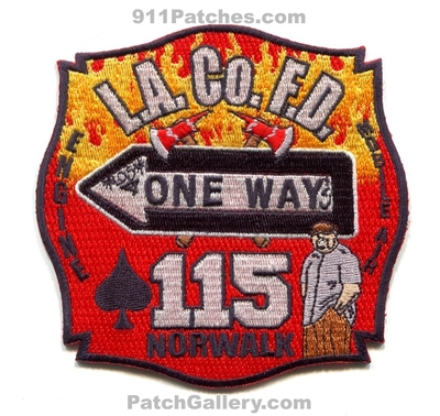Los Angeles County Fire Department Station 115 Patch (California)
Scan By: PatchGallery.com
Keywords: co. of dept. lacofd l.a.co.f.d. engine mobile air company one way norwalk
