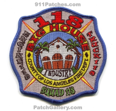 Los Angeles County Fire Department Station 118 Patch (California)
Scan By: PatchGallery.com
Keywords: co. of dept. lacofd l.a.co.f.d. company engine truck squad big house industry